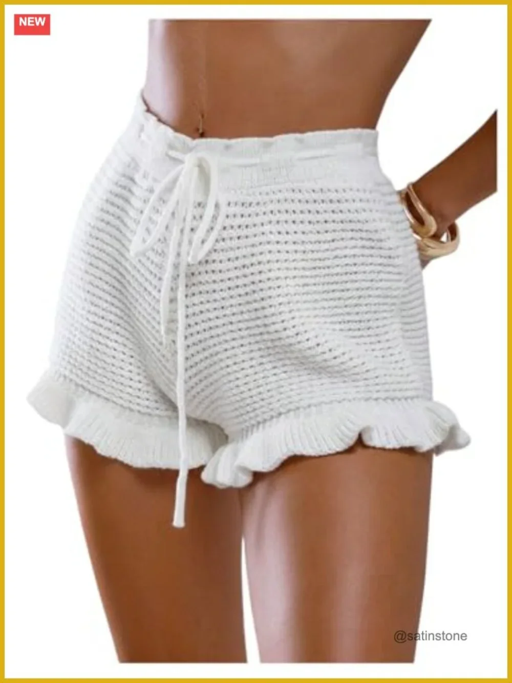 Crochet Knit Ruffle Beach Bikini Cover Up Shorts